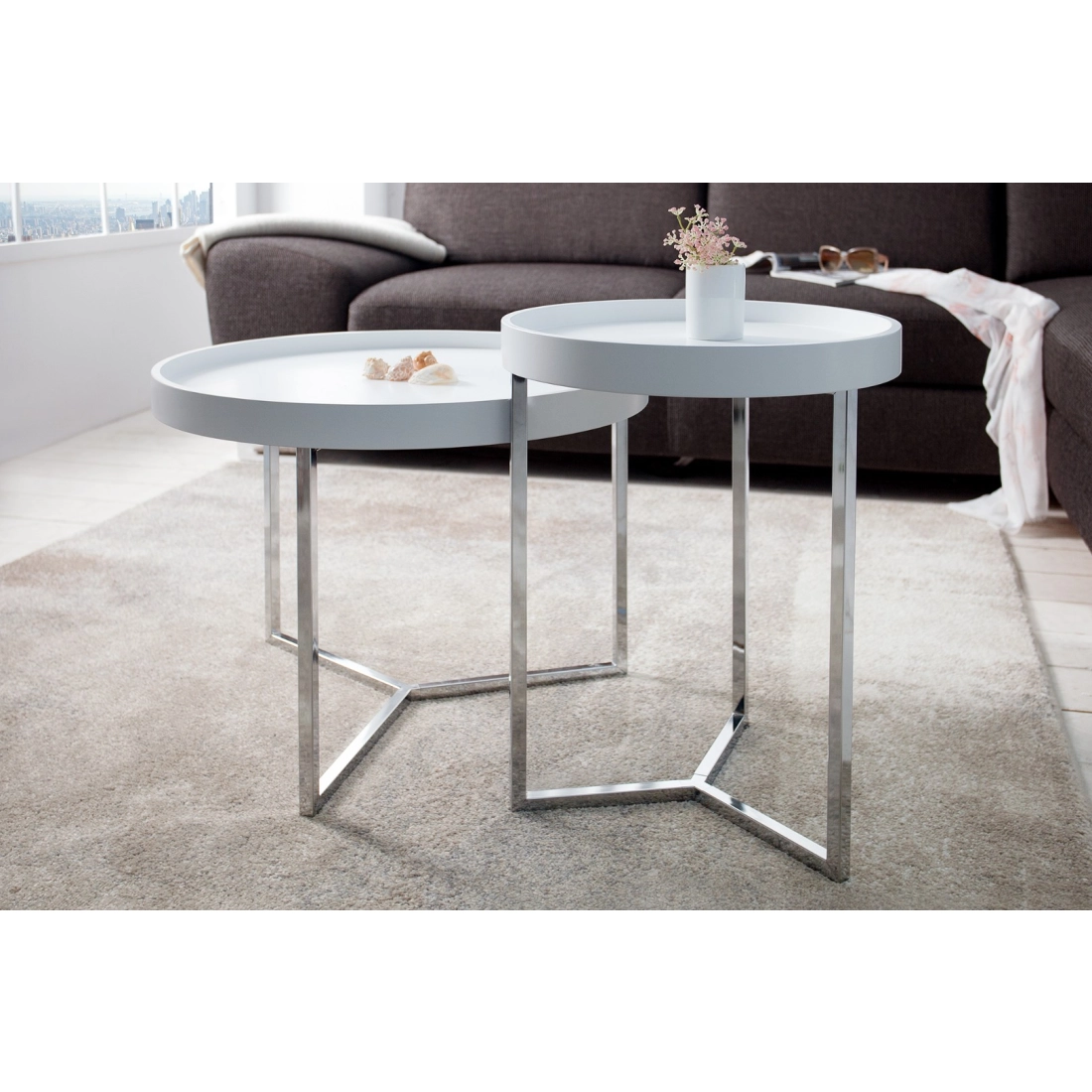 Štýlový konferenčný stolík Modul - odnímateľný, 40 cm biely