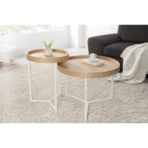 Štýlový konferenčný stolík Modul - odnímateľný, 40 cm biely dub