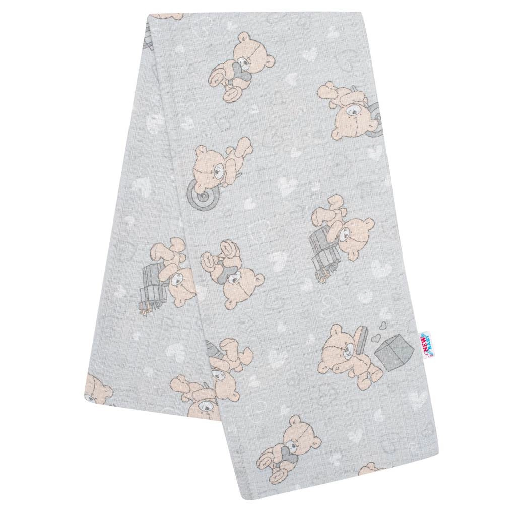 Bavlněná plenka s potiskem Medvídek a srdíčko - šedá