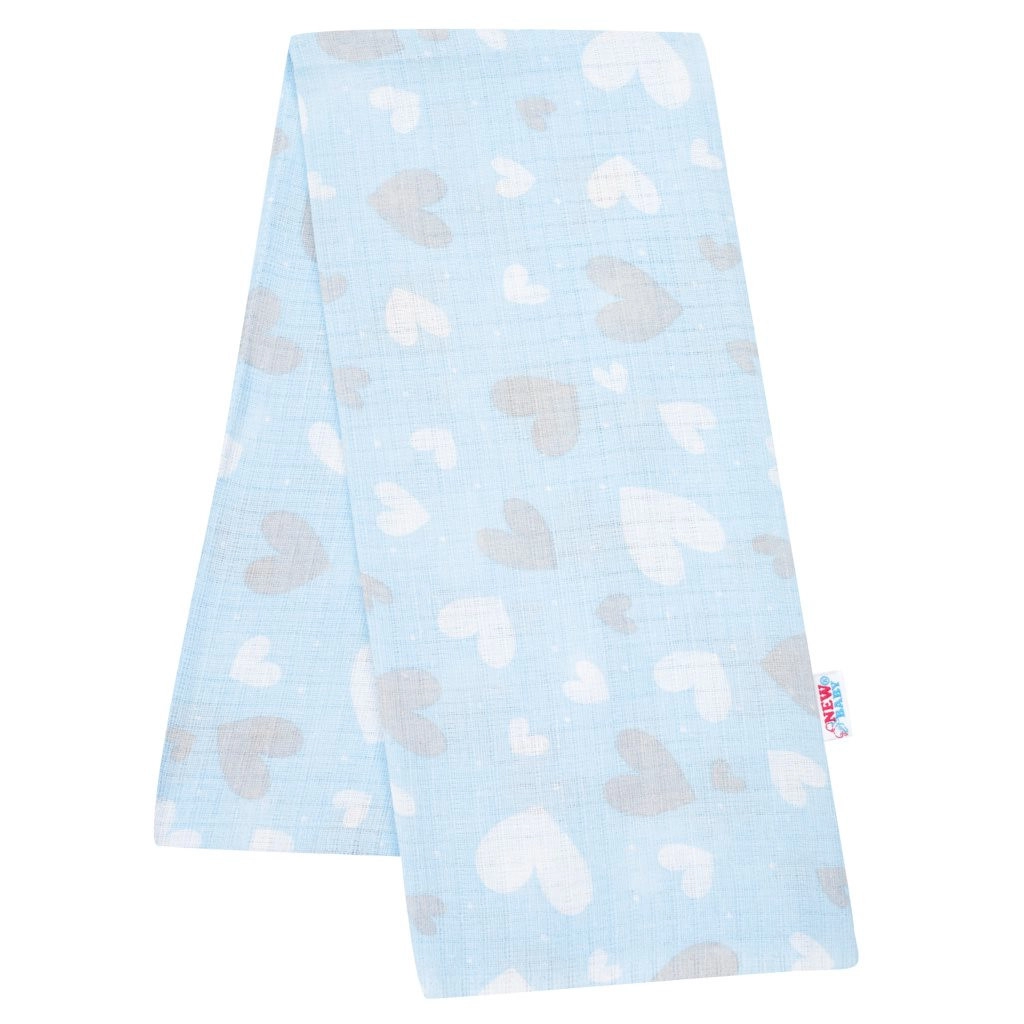 Bavlněná plenka s potiskem Srdíčka - modrá