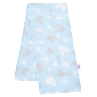 Bavlnená plienka s potlačou Srdiečka - modrá 