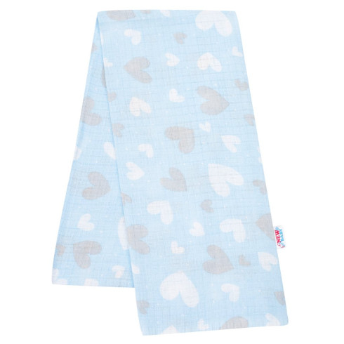 Bavlněná plenka s potiskem Srdíčka - modrá
