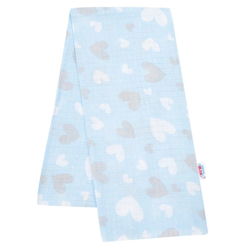 Bavlnená plienka s potlačou Srdiečka - modrá 