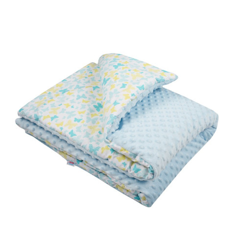 Detská deka z Minky s výplňou New baby - 80x102 cm motýle, modrá