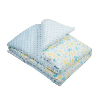 Detská deka z Minky s výplňou New baby - 80x102 cm motýle, modrá