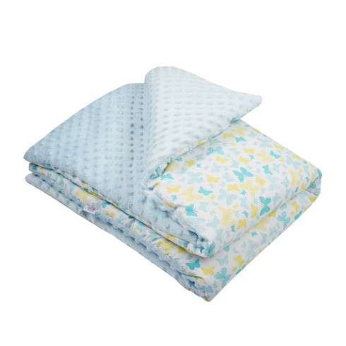 Detská deka z Minky s výplňou New baby - 80x102 cm motýle, modrá
