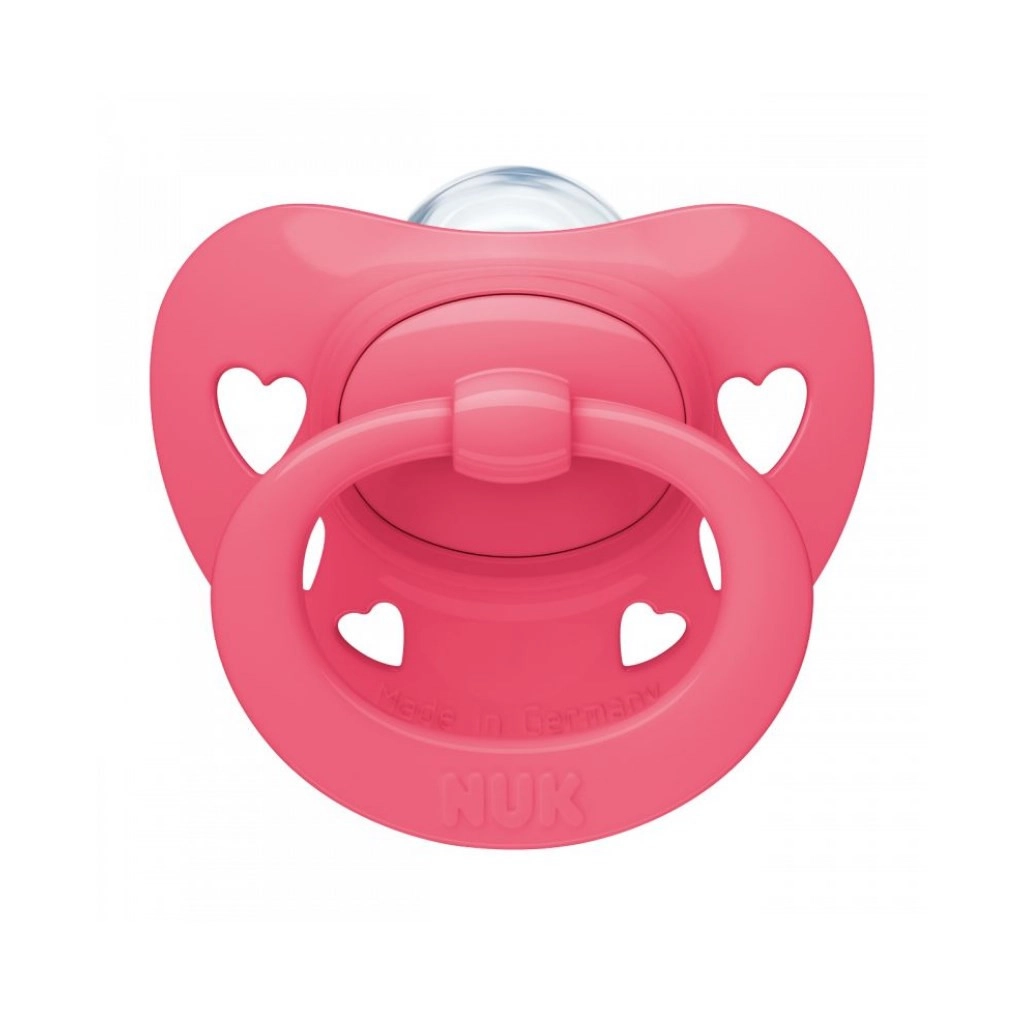 Dudlík pro kojence 6-18 m - růžová srdce