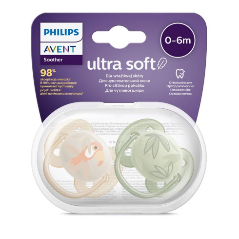 Dudlík Ultrasoft Premium AVENT zvířata 0-6 měsíců 2 ks