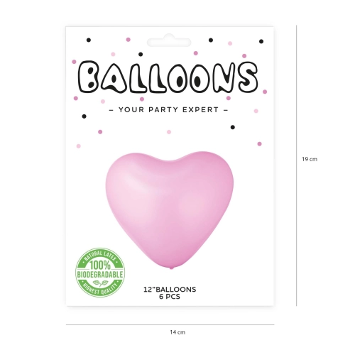 Balón Srdce ružový 25cm 6ks