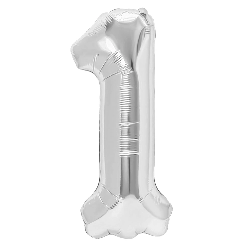 Foliasti balon za rojstni dan številka 1, srebrn, 40 cm