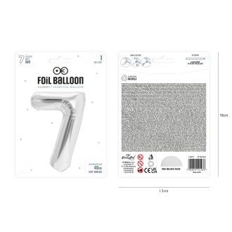 Folijski balon rojstnodnevna številka 7 srebrna 40 cm