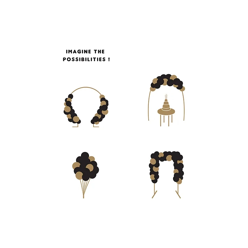 Ghirlandă cu baloane negru și auriu, 200 cm