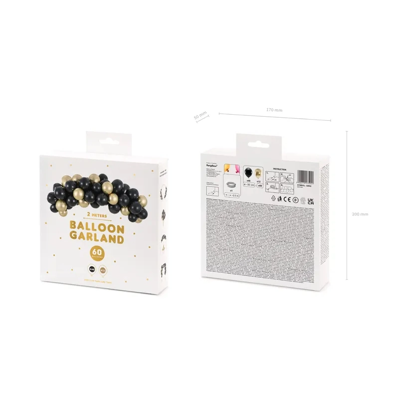 Ghirlandă cu baloane negru și auriu, 200 cm