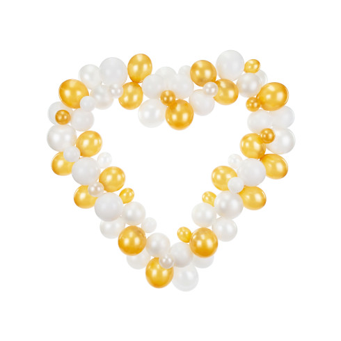 Balonska girlanda v obliki srca, belo-zlata, z okvirjem 160 cm