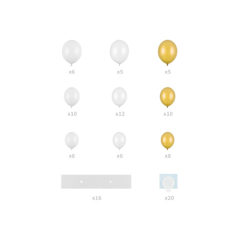 Balonska girlanda v obliki srca, belo-zlata, z okvirjem 160 cm