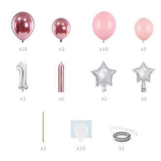 Balonski šopek številka 1 rožnate barve 90x140 cm