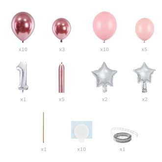 Balónová kytice číslo 1 růžová 90x140 cm