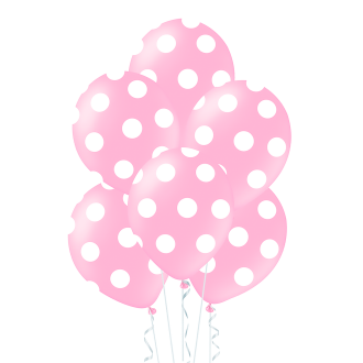 Baloni 30 cm svetlo rožnati z belimi pikami, 100 kos