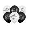 Happy Birthday lufik 30 cm – fekete-fehér, vegyes, 6 db
