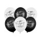 Happy Birthday lufik 30 cm – fekete-fehér, vegyes, 6 db