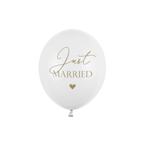 Balóny Just Married 30 cm, 50 ks - biele