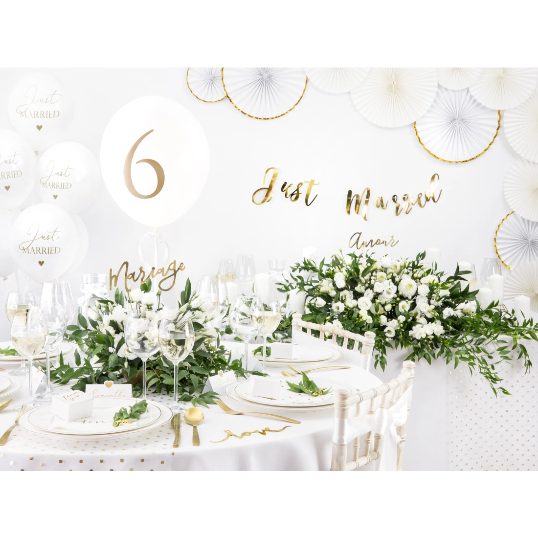 Baloane Just Married 30 cm, 50 bucăți - alb**e**