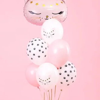 Baloni mačke in tačke 30 cm, set 6 kosov