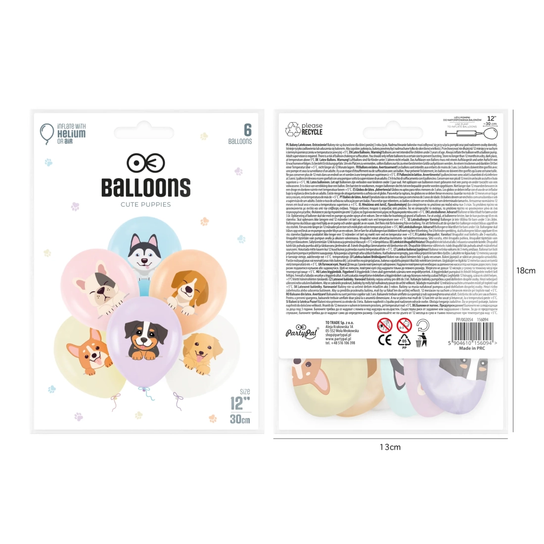 Baloni Psići 30 cm, 6 kom