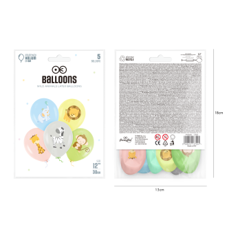 Baloni Živalice 30 cm, 5 kosov