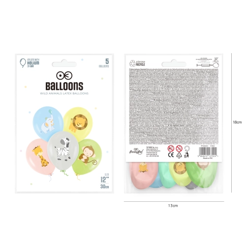 Baloane cu animăluțe 30 cm, 5 buc.