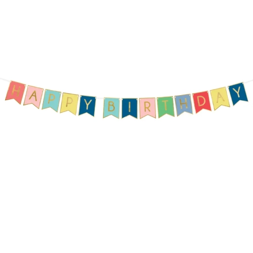 Banner/girlandă pentru zi de naștere „Happy Birthday”, 150 cm
