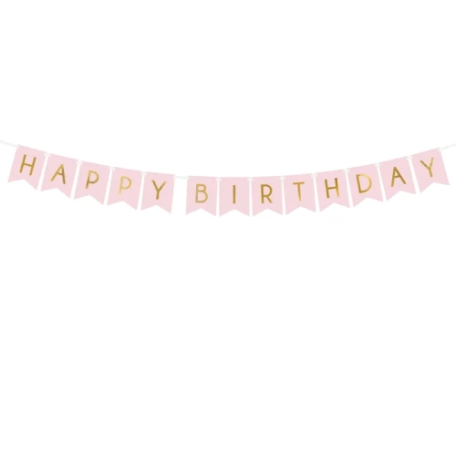 Banner Happy Birthday světle růžový, 15 x 175 cm