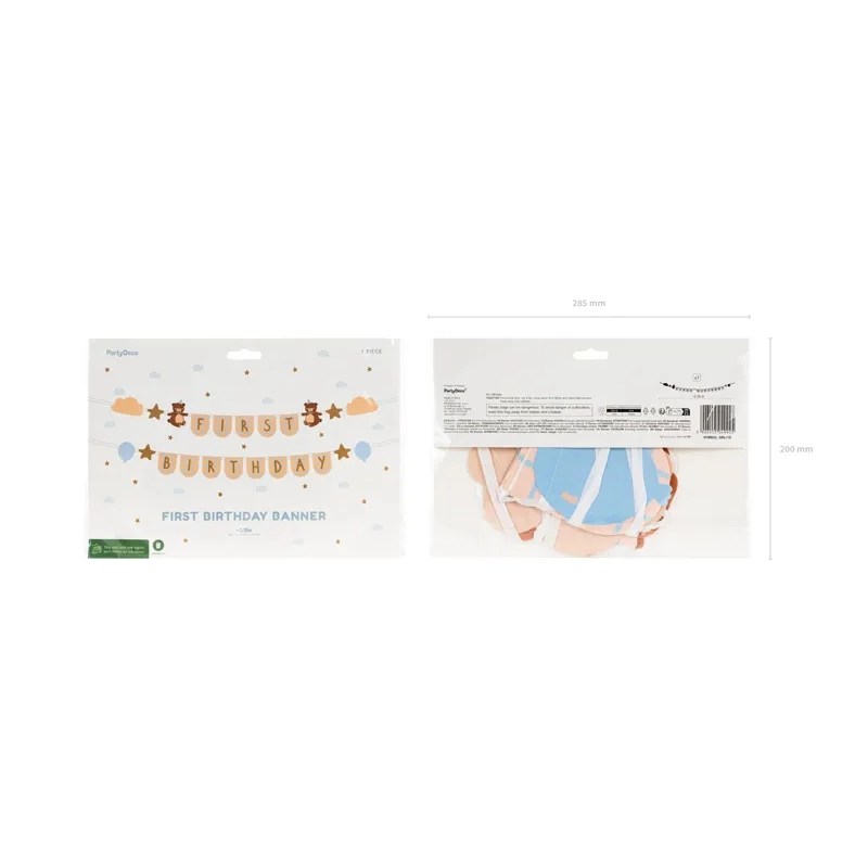 Banner pentru prima aniversare cu ursuleți, 2,55 m