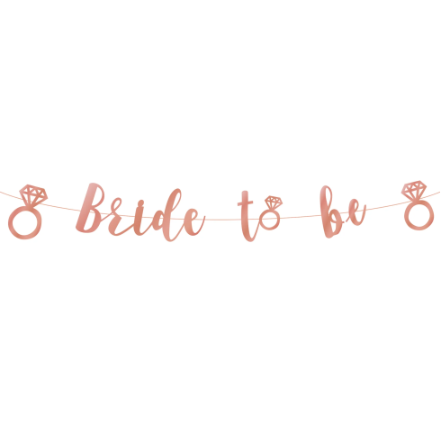 Banner na rozlúčku so slobodou Bride to Be v ružovom zlate – 150 cm