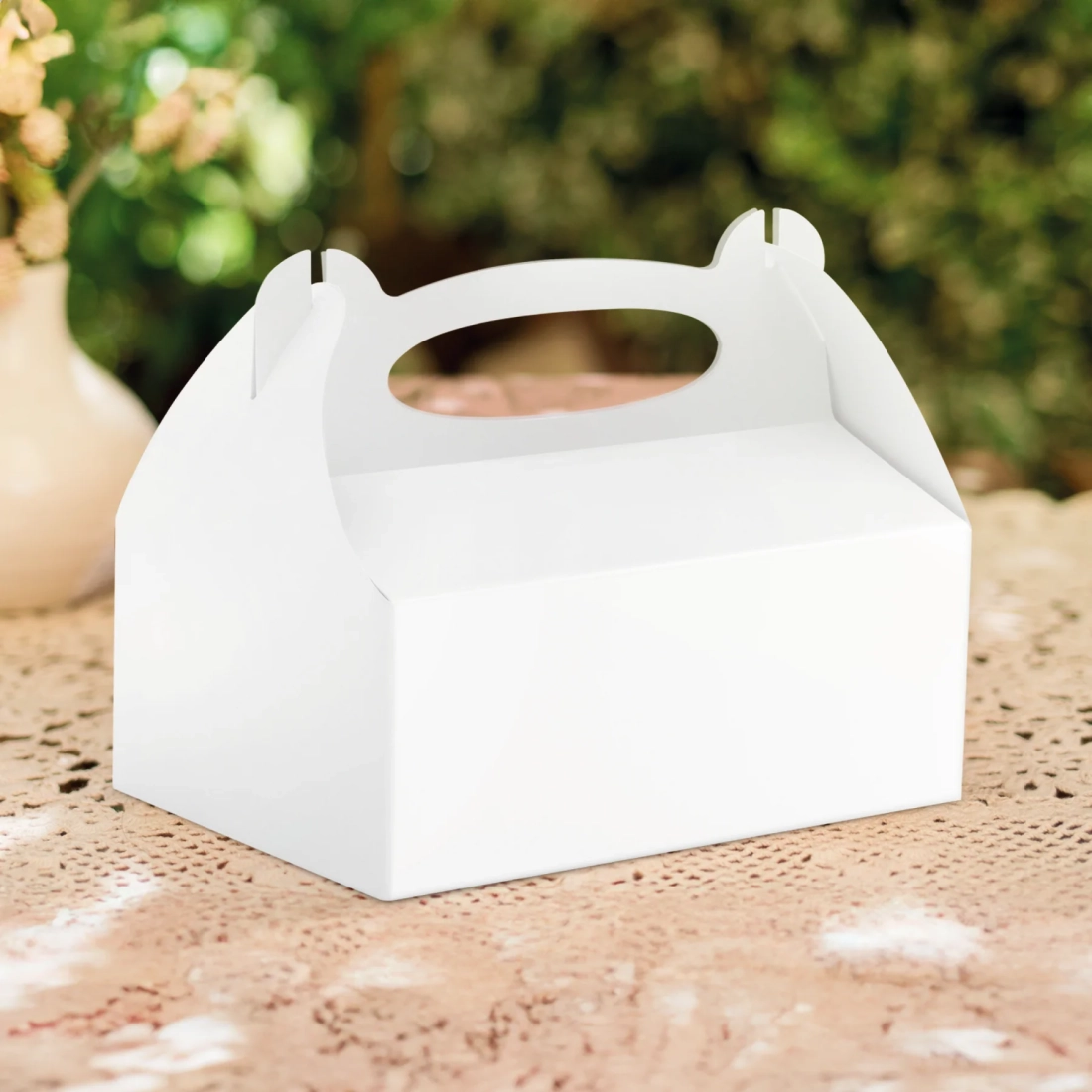 Fehér sütemény- és tortadoboz, esküvői köszönődobozok, 10 db-os csomag