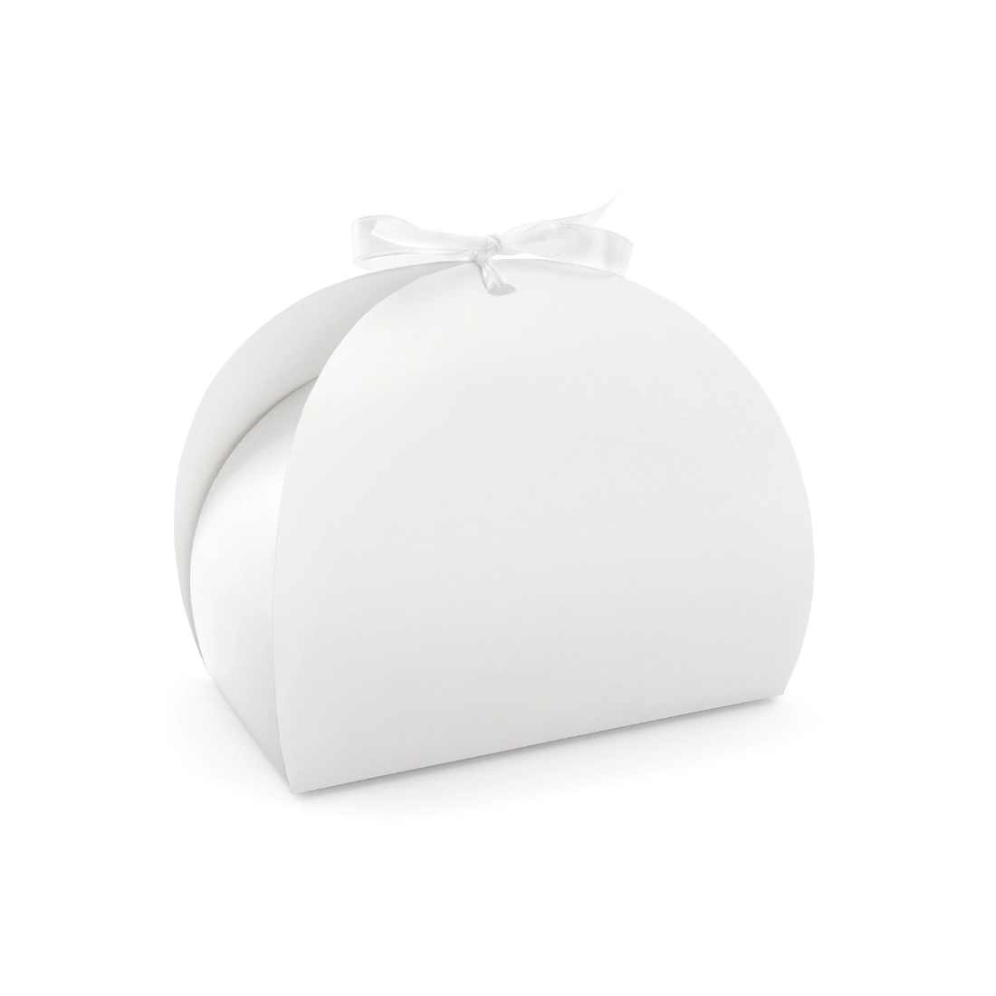 Fehér papírdoboz tortához masnival 16,5×14×9,5 cm – 10 db