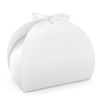 Bela papirnata škatla za torte z mašno 16,5×14×9,5 cm – 10 kosov