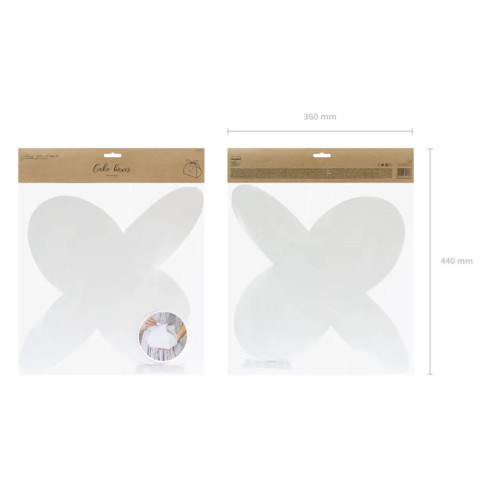 Bela papirnata škatla za torte z mašno 16,5×14×9,5 cm – 10 kosov