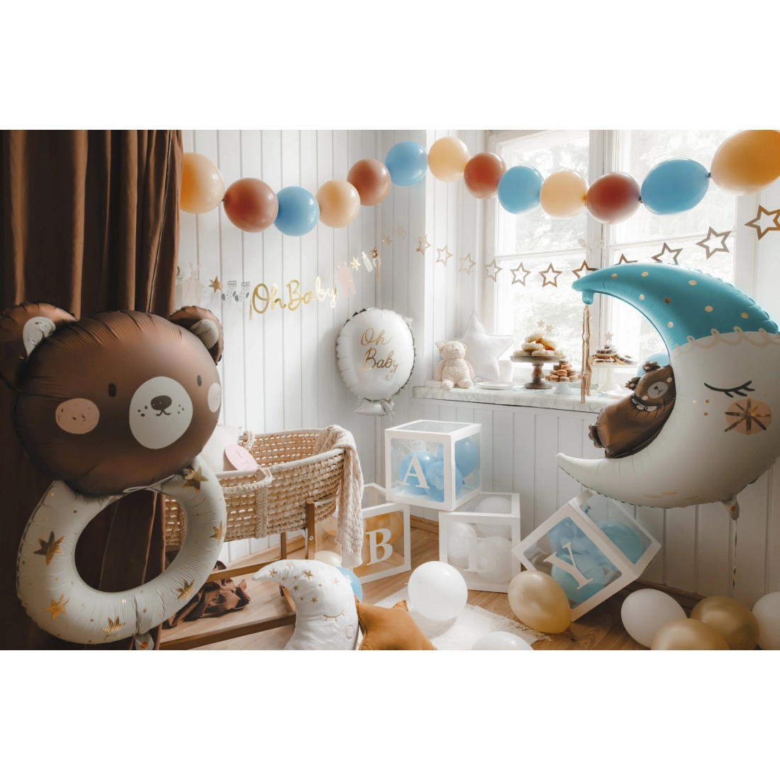 Cutii albe pentru baloane BABY 30x30 cm – set de 4 cuburi decorative
