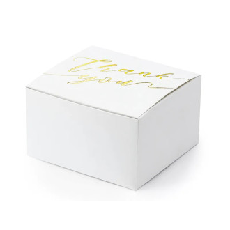 Bele darilne škatlice z napisom Thank you, 6 × 3,5 × 5,5 cm, 10 kosov