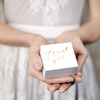 Bele darilne škatlice z napisom Thank you, 6 × 3,5 × 5,5 cm, 10 kosov