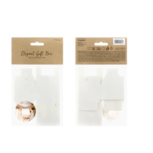 Bele darilne škatlice z napisom Thank you, 6 × 3,5 × 5,5 cm, 10 kosov