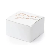 Fehér ajándékdobozok rózsaarany „Thank you” felirattal, 10 db, 6×3,5×5,5 cm