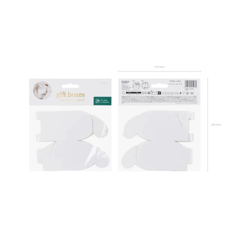 Cutii cadou albe cu închidere în formă de inimă 6x5x6 cm – 10 buc.