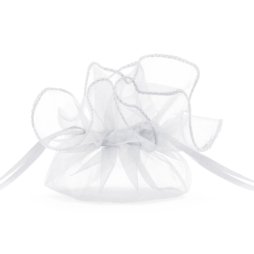 Fehér organza ajándékzsákok 25 cm – 10 db, esküvői csomagolás
