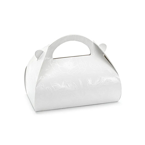 Fehér papírdobozok süteményekhez gyöngyházmintával 16x15x8 cm – 10 db