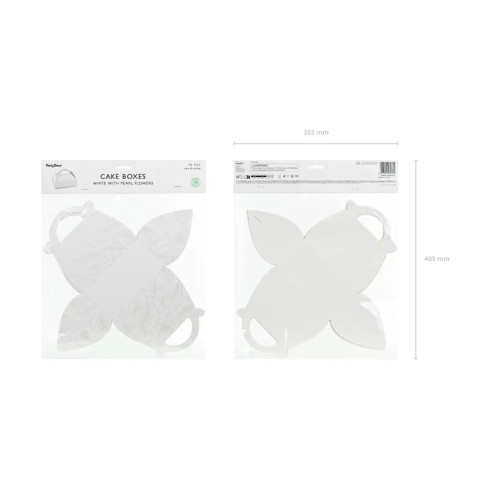 Bele papirnate škatle za pecivo s bisernim vzorom 16x15x8 cm – 10 kos