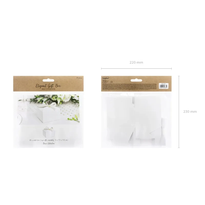 Fehér papírdobozok Felhő masnival, 8x7,5x4,5 cm, 10 db