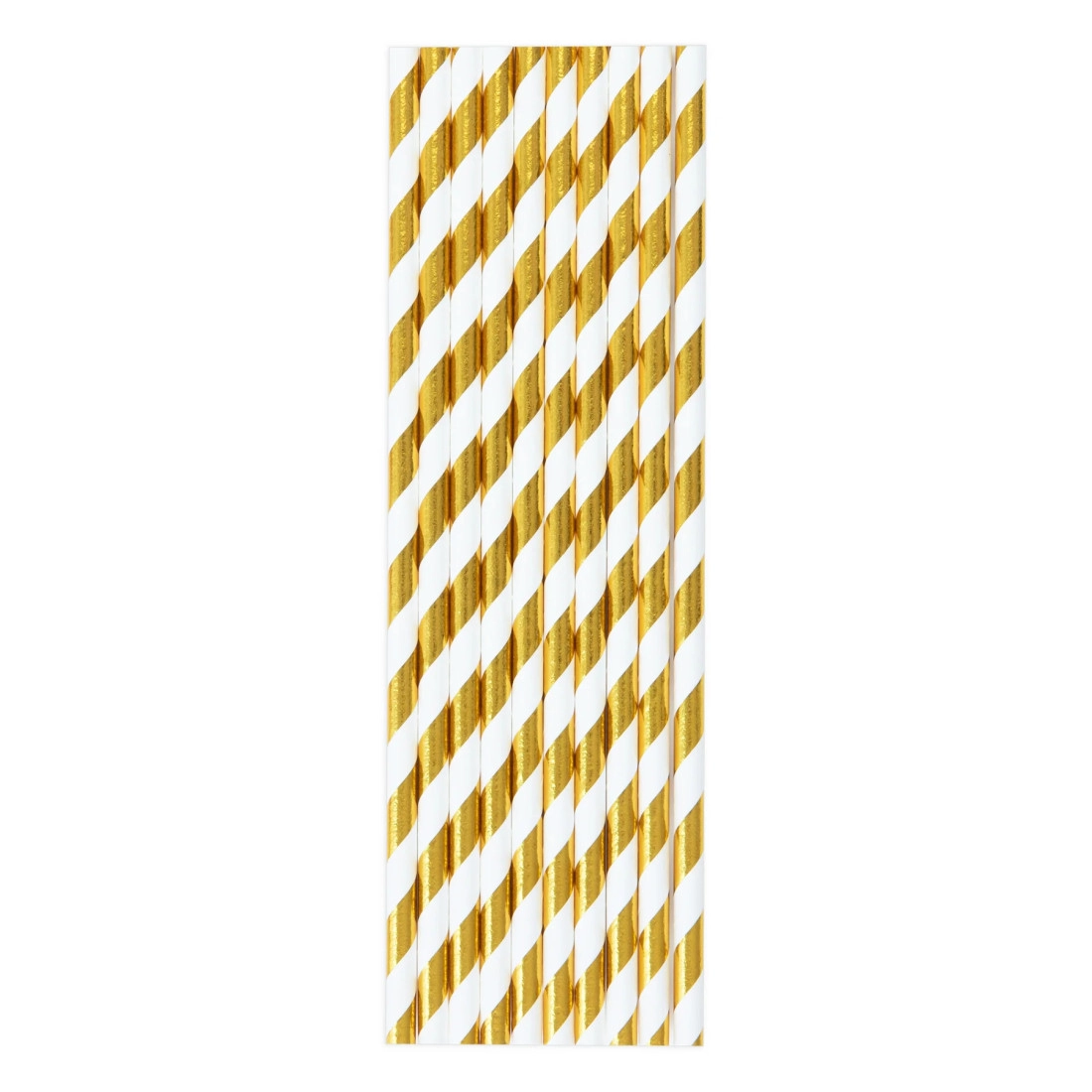 Paie din hârtie albe cu dungi aurii – 10 buc.