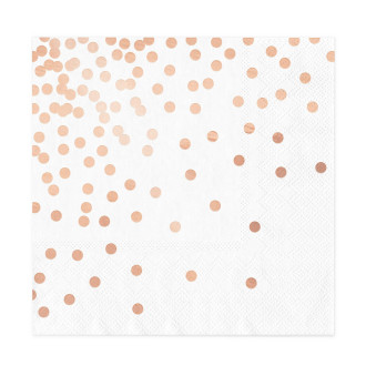 Bele serviete z rožnato-zlatimi pikami – 10 kosov